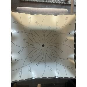 Vintage MCM Ceiling Light Fixture Cover - Frosted Glass- Atomic 13”x 13”